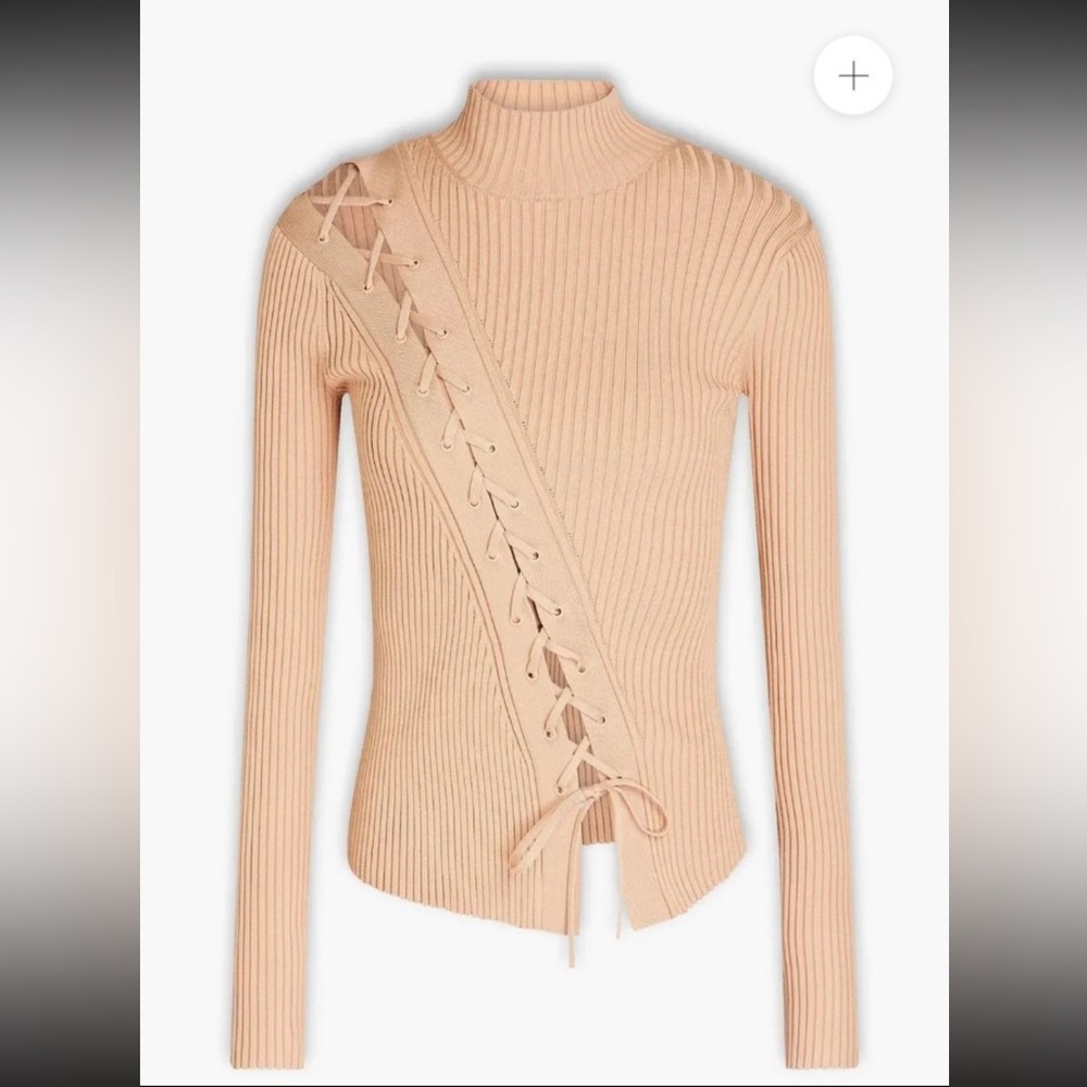 Jonathan Simkhai ribbed lace-up turtleneck mock neck top size S